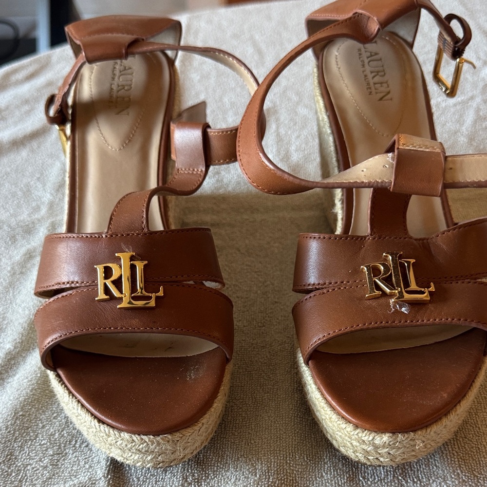 Ralph Lauren Tan Wedge Sandals